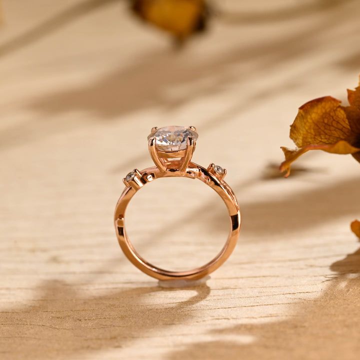 2.0ct-3.0ct Round Cut Lab Grown Diamond Twig Engagement Ring
