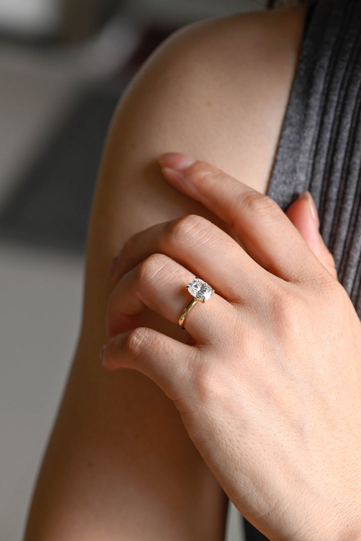 2.0ct-3.0ct Elongated Cushion Cut Lab Grown Diamond Solitaire Engagement Ring