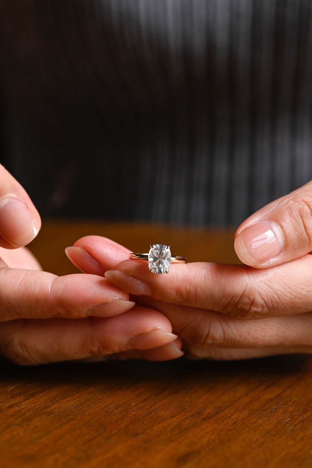 2.0ct-3.0ct Elongated Cushion Cut Lab Grown Diamond Solitaire Engagement Ring