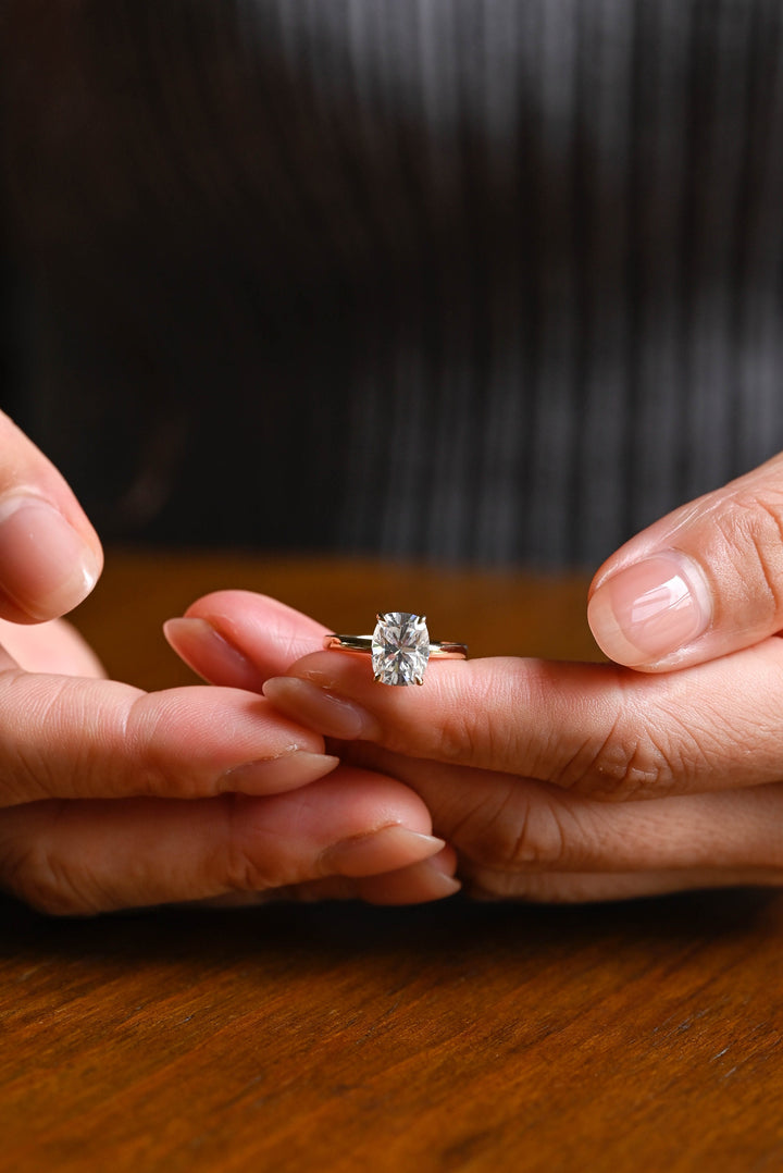 2.0ct-3.0ct Elongated Cushion Cut Lab Grown Diamond Solitaire Engagement Ring