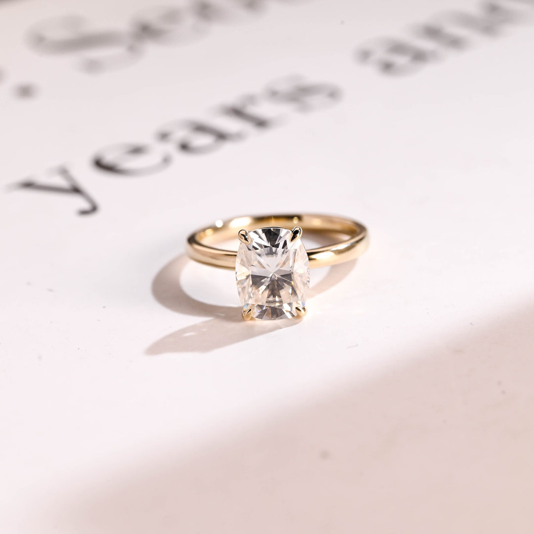 2.0ct-3.0ct Elongated Cushion Cut Lab Grown Diamond Solitaire Engagement Ring
