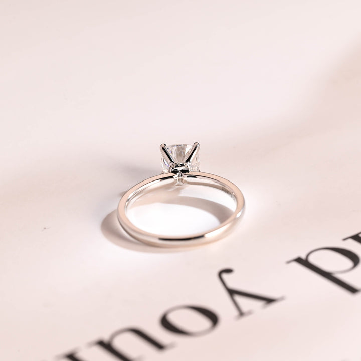 1.0ct-2.0ct Cushion Cut Lab Grown Diamond Hidden Halo Engagement Ring
