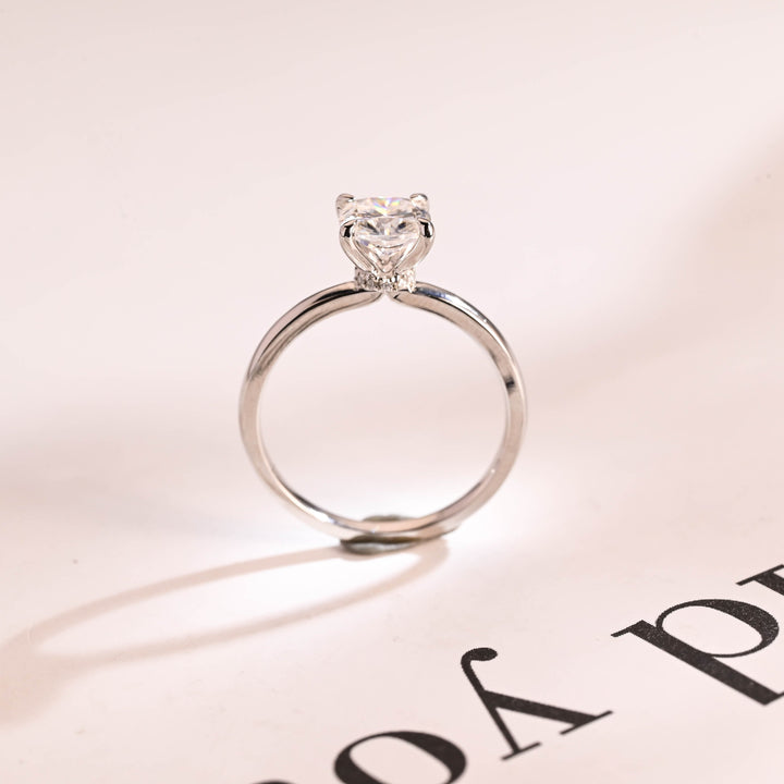 1.0ct-2.0ct Cushion Cut Lab Grown Diamond Hidden Halo Engagement Ring