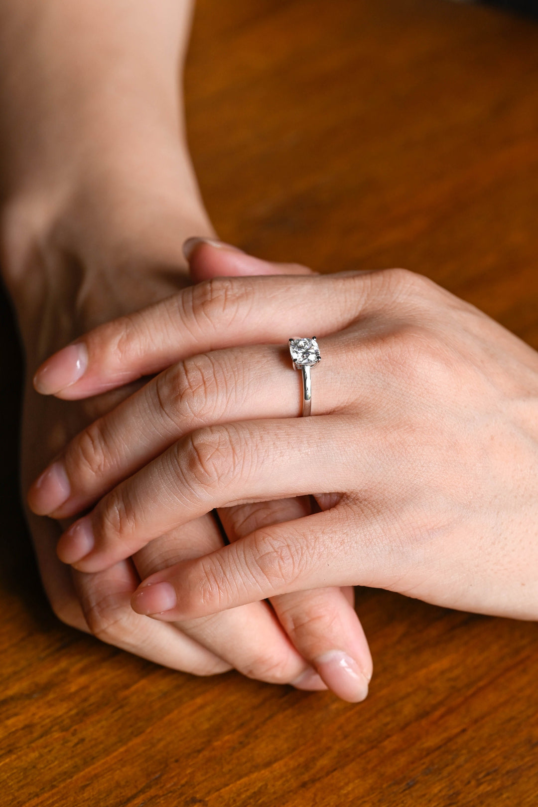 1.0ct-2.0ct Cushion Cut Lab Grown Diamond Solitaire Engagement Ring