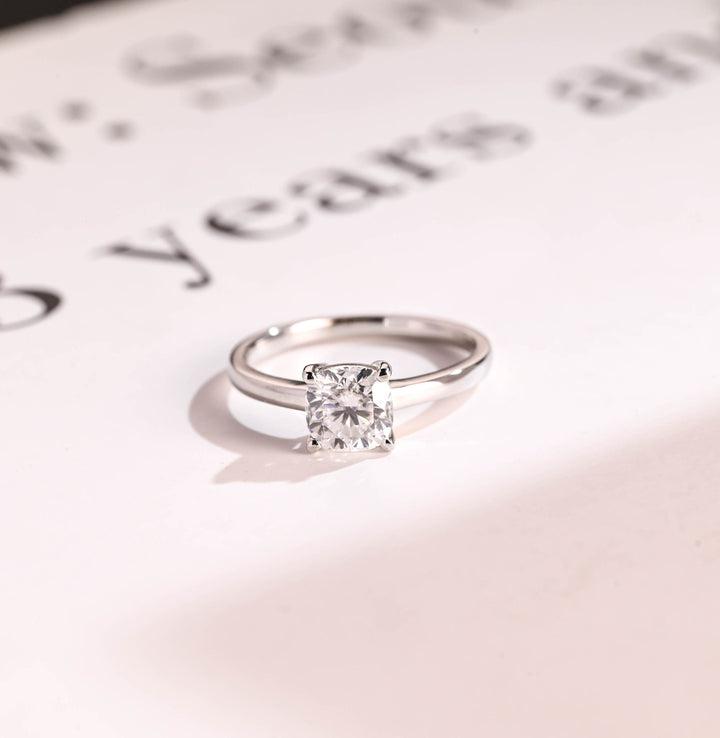 1.0ct-2.0ct Cushion Cut Lab Grown Diamond Solitaire Engagement Ring