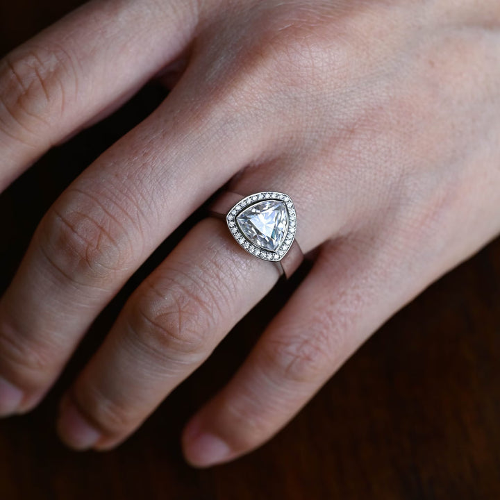 1.50ct-2.50ct Trillion Cut Lab Grown Diamond Halo Engagement Ring