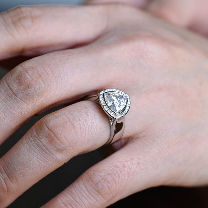 1.50ct-2.50ct Trillion Cut Lab Grown Diamond Halo Engagement Ring