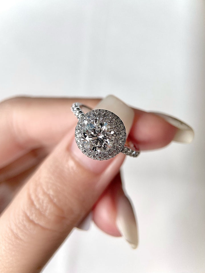 1.0ct-2.0ct Round Cut Lab Grown Double Halo Diamond Engagement Ring
