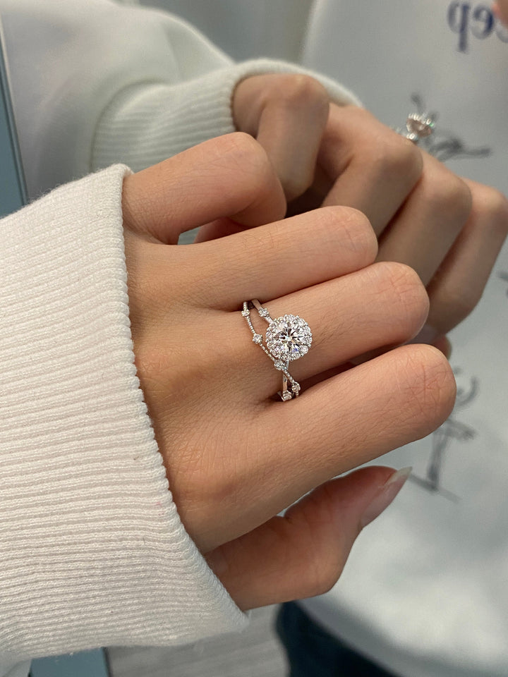 2.0ct-3.0ct Round Cut Lab Grown Diamond Tree Branch Engagement Ring