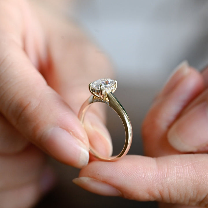 1.0ct-3.0ct Elongated Cushion Cut Hidden Halo Lab Grown Diamond Engagement Ring