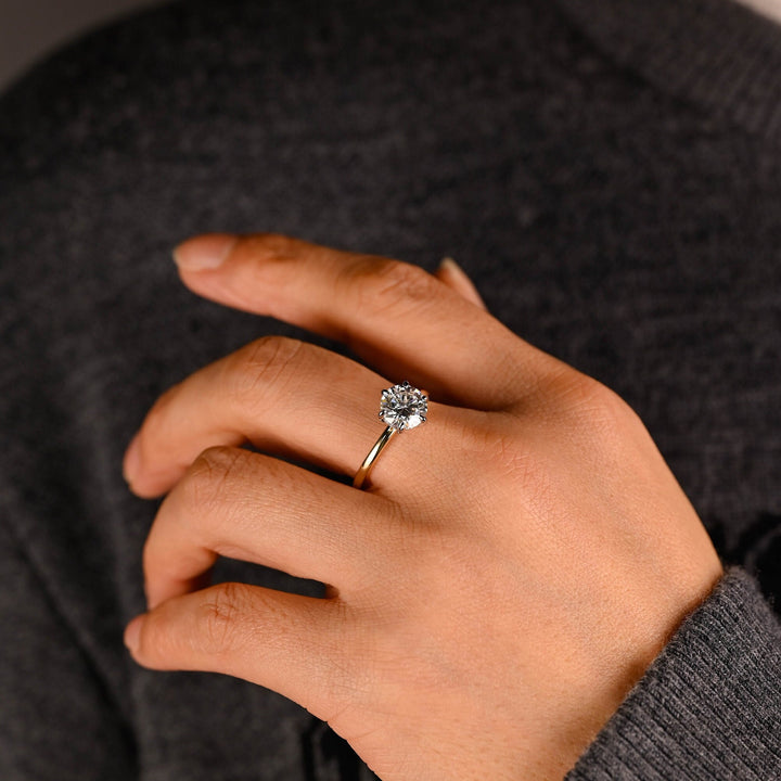1.50ct-2.50ct Round Cut Lab Grown Hidden Halo Diamond Engagement Ring