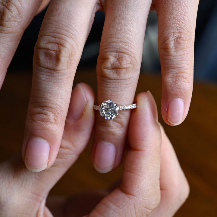 2.0ct-3.0ct Round Cut Lab Grown Diamond Tulip Set Engagement Ring