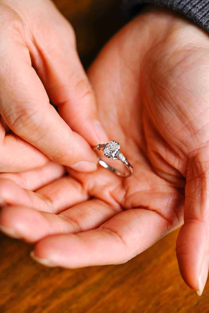 1.0ct-2.0ct Elongated Cushion Cut Lab Grown Diamond Vintage Engagement Ring
