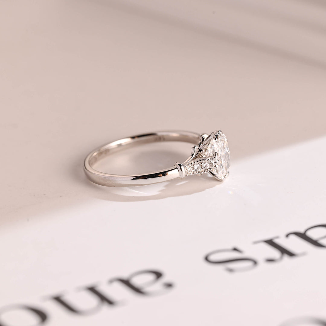 1.0ct-2.0ct Elongated Cushion Cut Lab Grown Diamond Vintage Engagement Ring