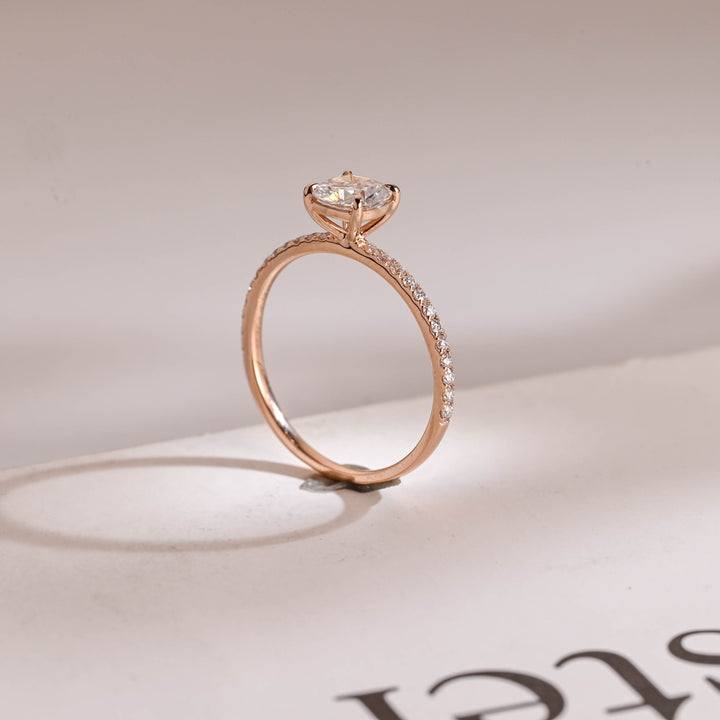 1.0ct-2.0ct Cushion Cut Lab Grown Diamond Pave Engagement Ring