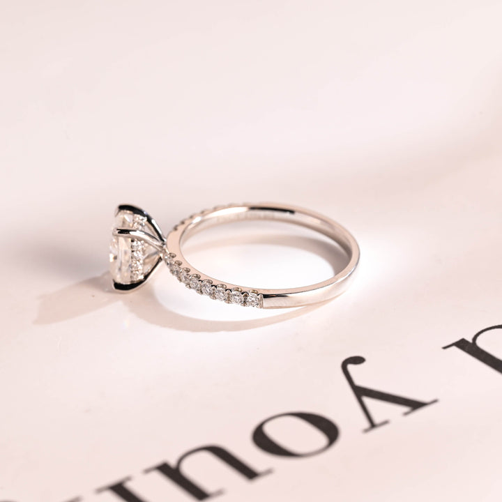 1.50ct-2.50ct Cushion Cut Lab Grown Diamond Hidden Halo Engagement Ring