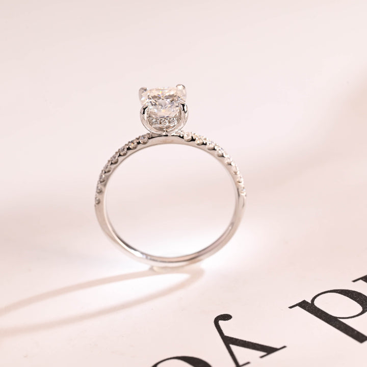 1.50ct-2.50ct Cushion Cut Lab Grown Diamond Hidden Halo Engagement Ring