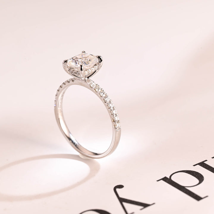 1.50ct-2.50ct Cushion Cut Lab Grown Diamond Hidden Halo Engagement Ring
