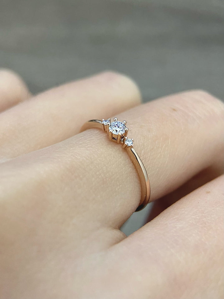 1.0ct-2.0ct Round Cut Lab Grown Diamond Three Stone Engagement Ring