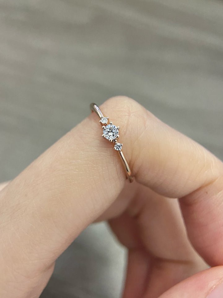 1.0ct-2.0ct Round Cut Lab Grown Diamond Three Stone Engagement Ring