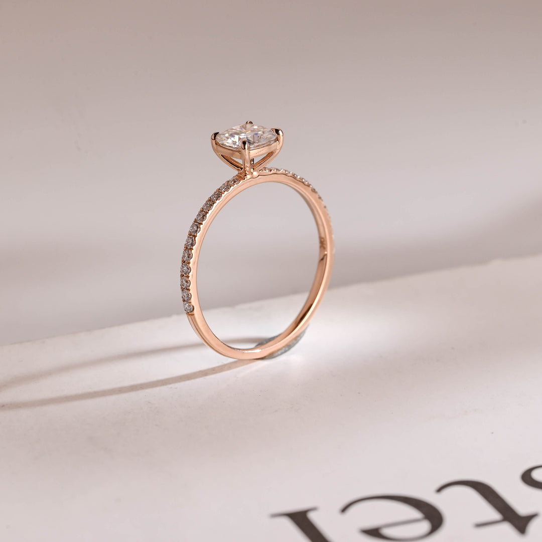 1.0ct-2.0ct Cushion Cut Lab Grown Diamond Pave Engagement Ring