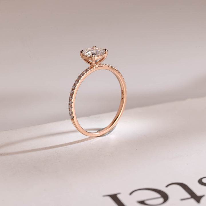 1.0ct-2.0ct Cushion Cut Lab Grown Diamond Pave Engagement Ring