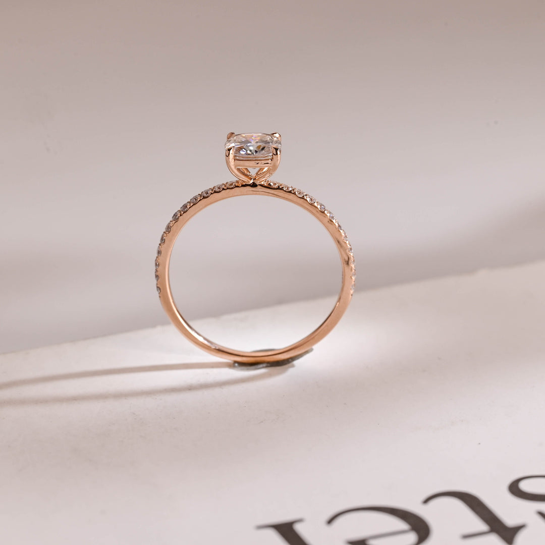1.0ct-2.0ct Cushion Cut Lab Grown Diamond Pave Engagement Ring