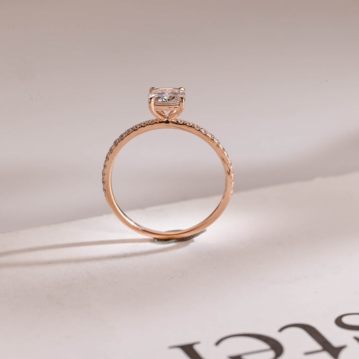 1.0ct-2.0ct Cushion Cut Lab Grown Diamond Pave Engagement Ring