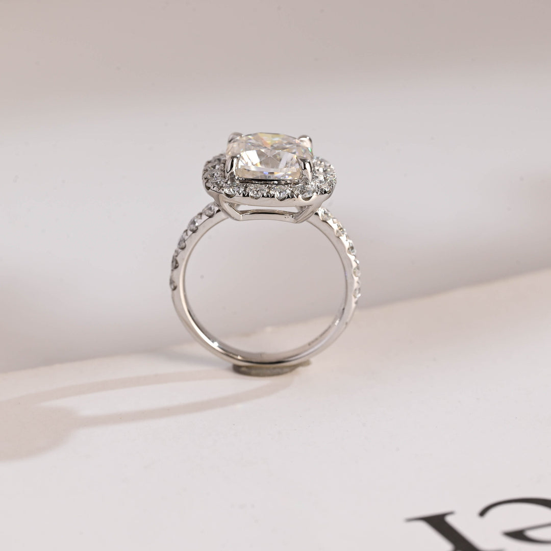 1.0ct-2.0ct Cushion Cut Lab Grown Diamond Halo Engagement Ring