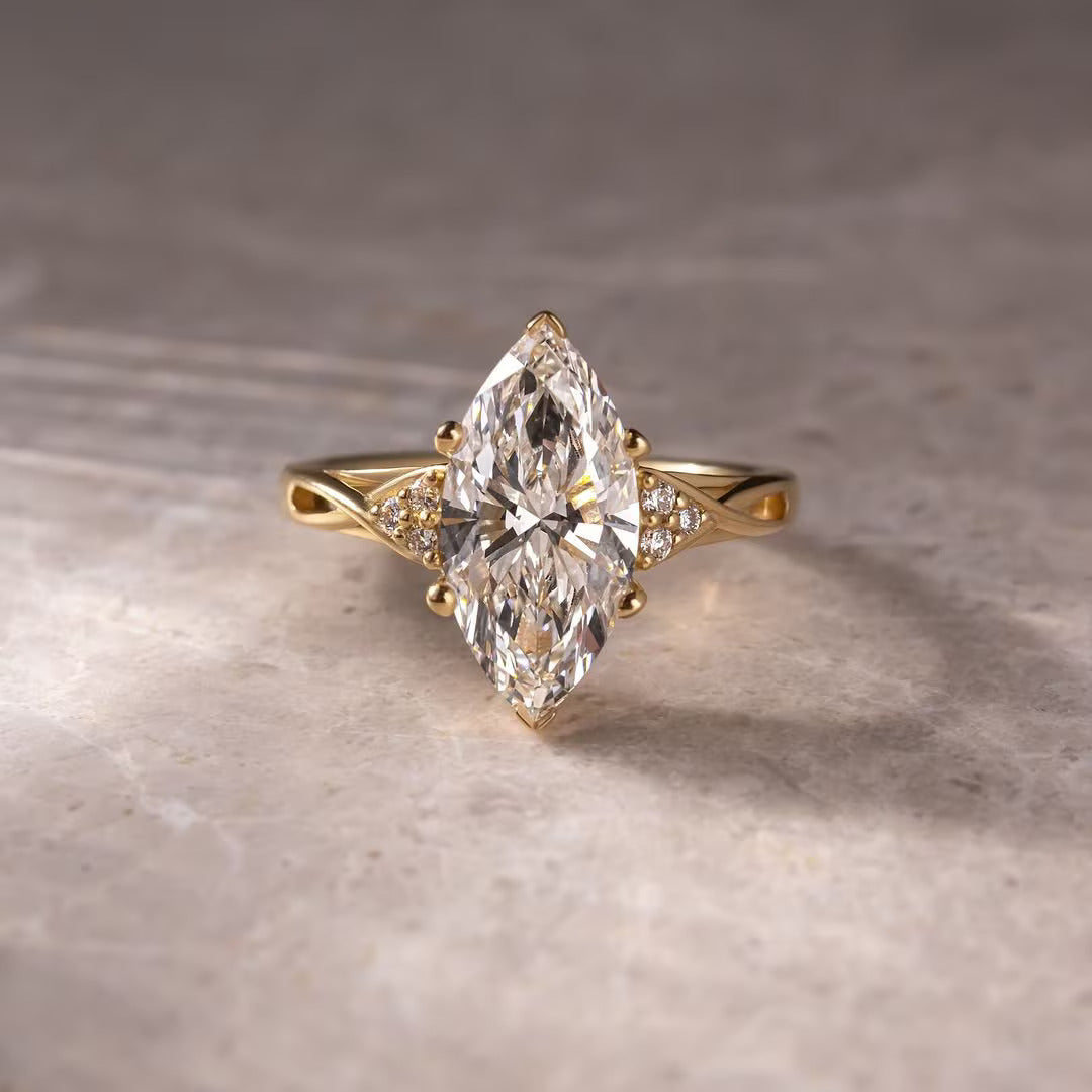 3.0CT Marquise Lab Grown Three Stone Diamond Infinity Engagement Ring