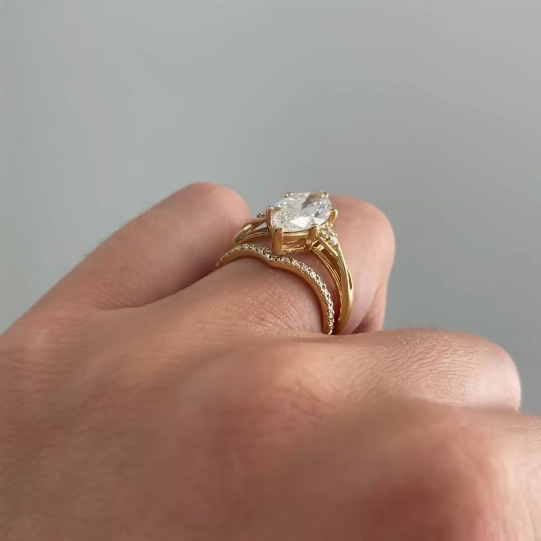 3.0CT Marquise Lab Grown Three Stone Diamond Infinity Engagement Ring