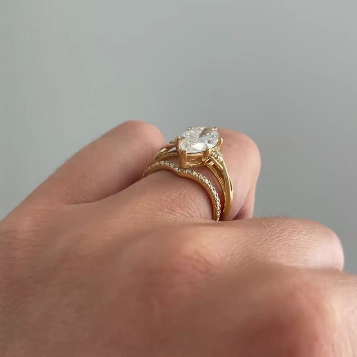 3.0CT Marquise Lab Grown Three Stone Diamond Infinity Engagement Ring