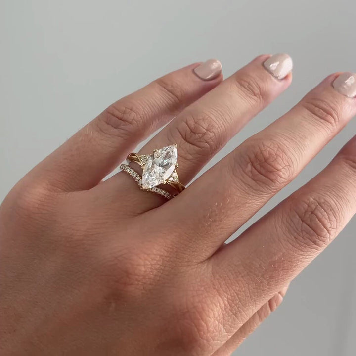 3.0CT Marquise Lab Grown Three Stone Diamond Infinity Engagement Ring