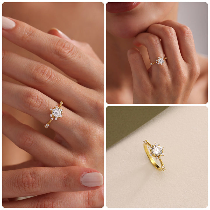 1.0ct-2.0ct Round Cut Lab Grown Diamond Cluster Engagement Ring