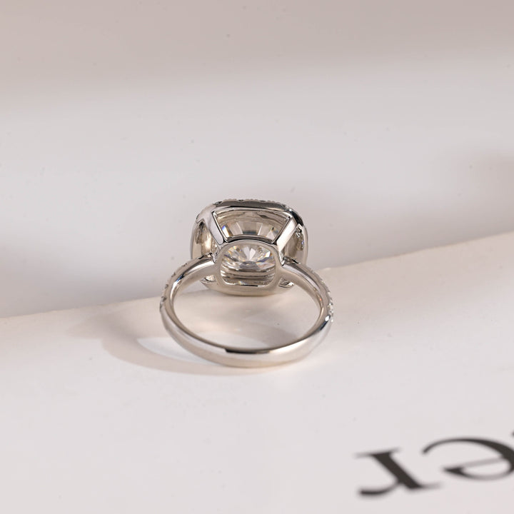 1.0ct-2.0ct Cushion Cut Lab Grown Diamond Halo Engagement Ring