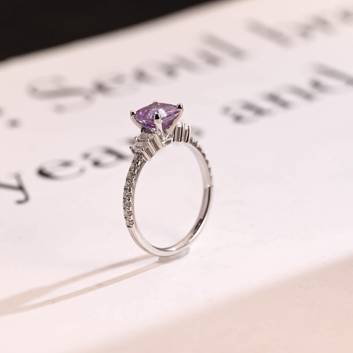 1.0ct-2.0ct Sapphire Asscher Cut Lab Grown Diamond Cluster Engagement Ring