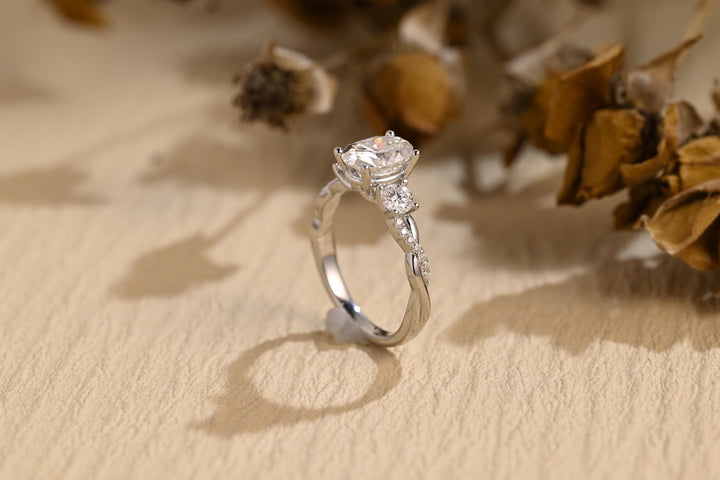 1.0ct-2.0ct Oval Cut Lab Grown Diamond Three Stone Engagement Ring