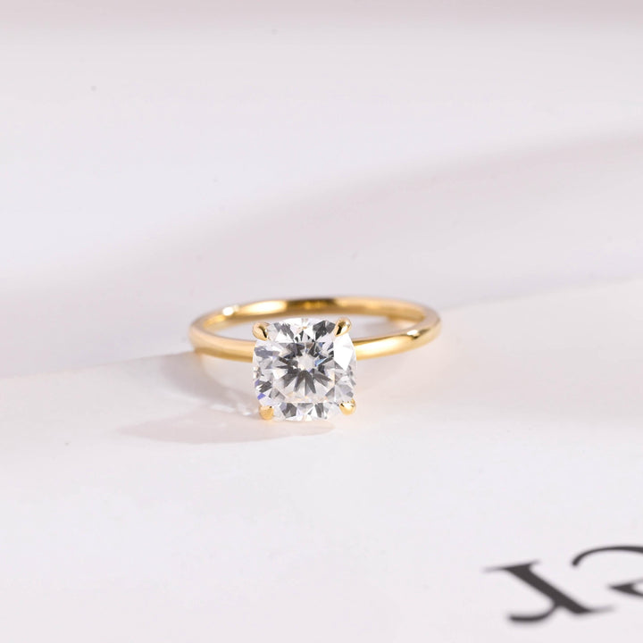 1.0ct-2.0ct Cushion Cut Lab Grown Diamond Hidden Halo Engagement Ring