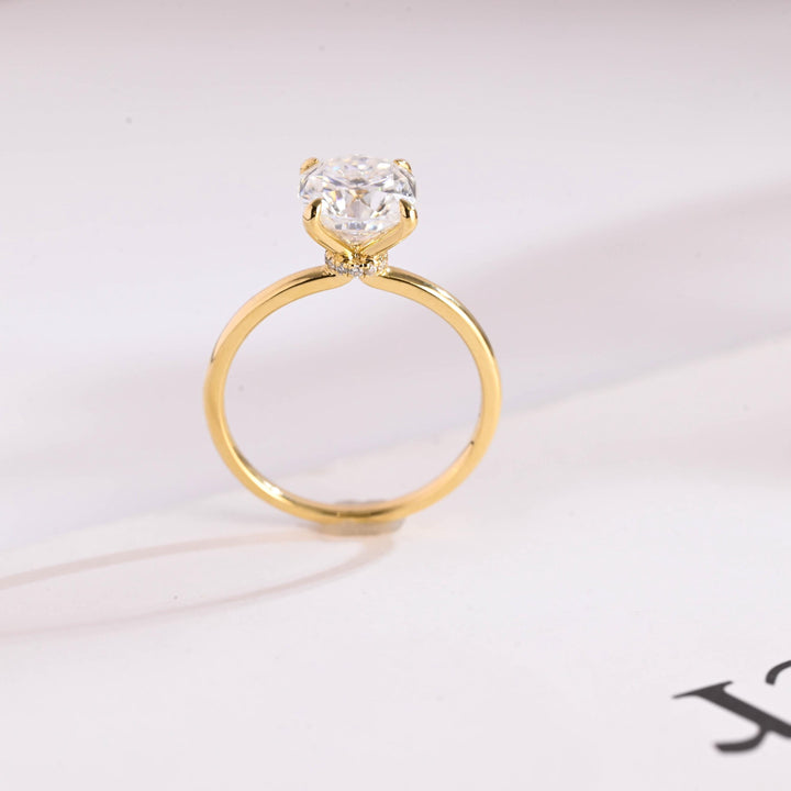 1.0ct-2.0ct Cushion Cut Lab Grown Diamond Hidden Halo Engagement Ring