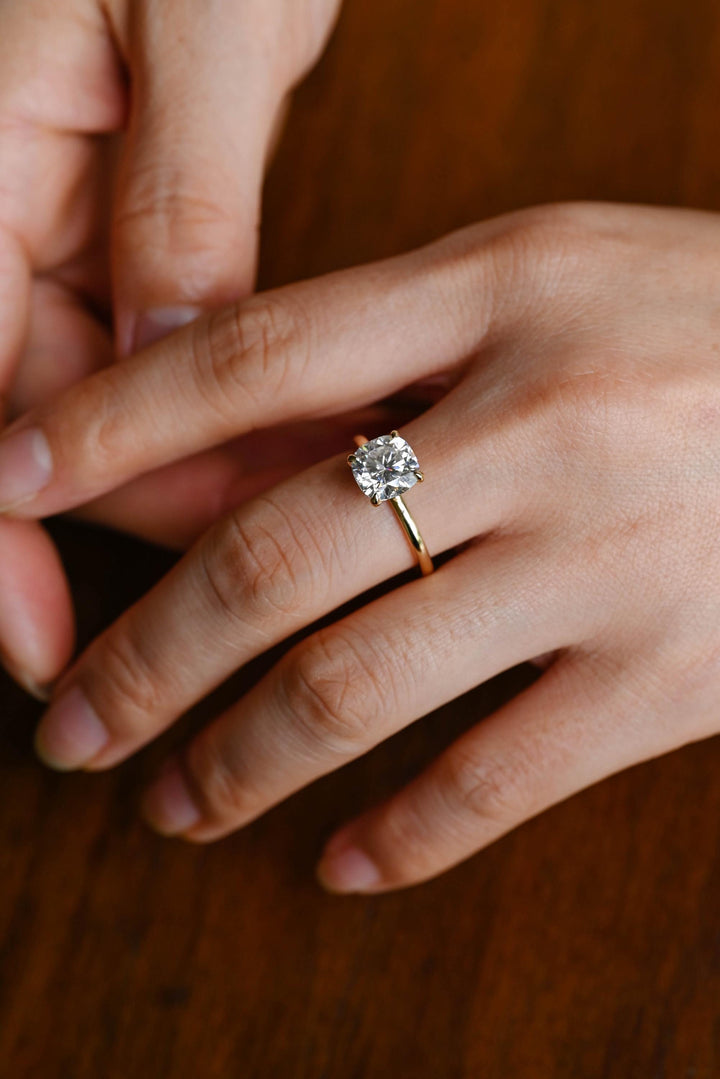 1.0ct-2.0ct Cushion Cut Lab Grown Diamond Hidden Halo Engagement Ring