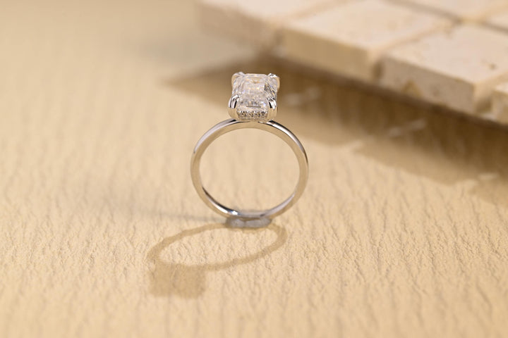 2.0ct-3.0ct Emerald Cut Lab Grown Diamond Hidden Halo Engagement Ring