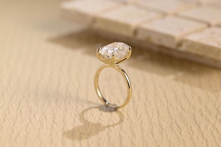 3.0ct-4.0ct Oval Cut Lab Grown Diamond Solitaire Engagement Ring