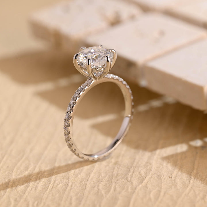 2.0ct-3.0ct Round Cut Lab Grown Diamond Hidden Halo Engagement Ring