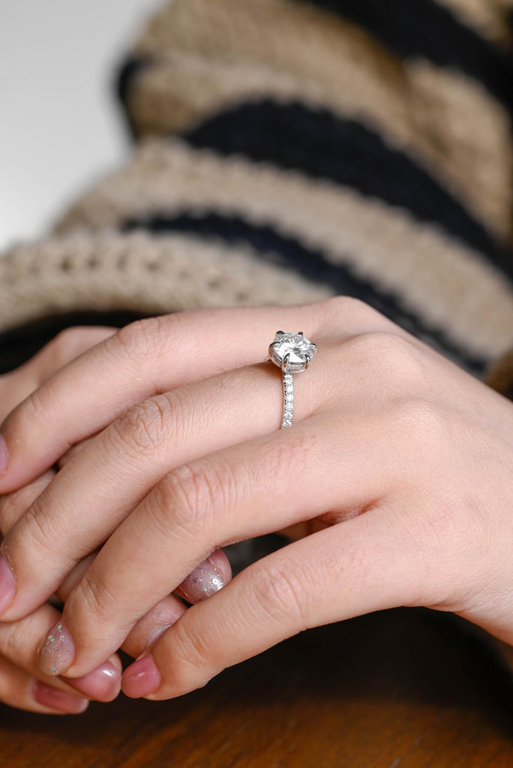 2.0ct-3.0ct Round Cut Lab Grown Diamond Hidden Halo Engagement Ring