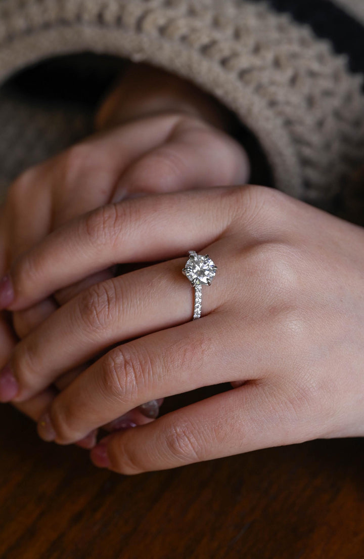 2.0ct-3.0ct Round Cut Lab Grown Diamond Hidden Halo Engagement Ring