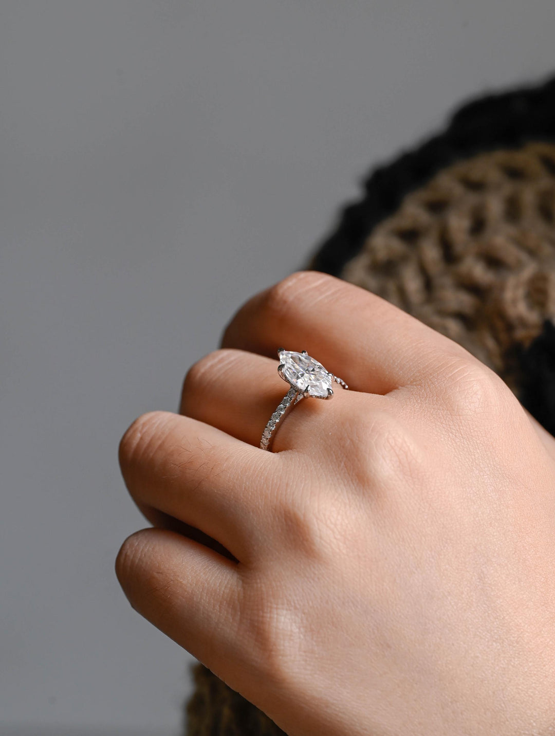 1.50ct-2.50ct Marquise Cut Lab Grown Diamond Hidden Halo Engagement Ring