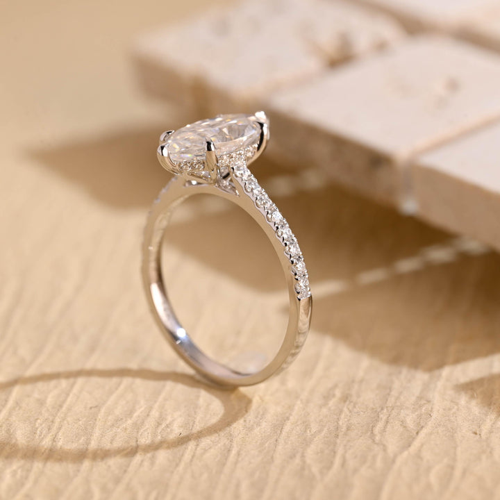 1.50ct-2.50ct Marquise Cut Lab Grown Diamond Hidden Halo Engagement Ring