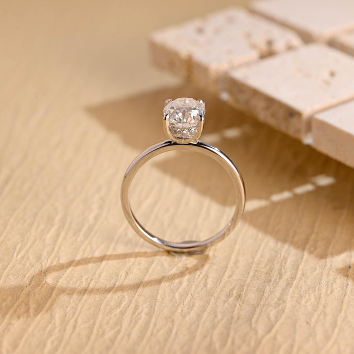1.50ct-2.50ct Oval Cut Lab Grown Diamond Hidden Halo Engagement Ring