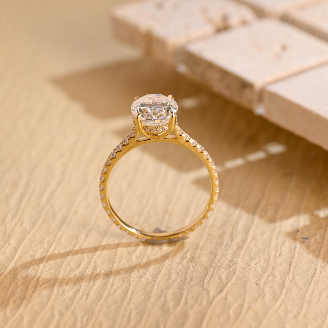 1.50ct-2.50ct Oval Cut Lab Grown Diamond Hidden Halo Engagement Ring
