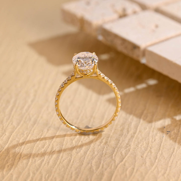 1.50ct-2.50ct Oval Cut Lab Grown Diamond Hidden Halo Engagement Ring